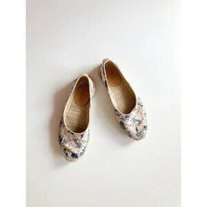 RAG & BONE Georgie Floral Canvas Leather Flat Slip On Espadrille Flats, Size 37